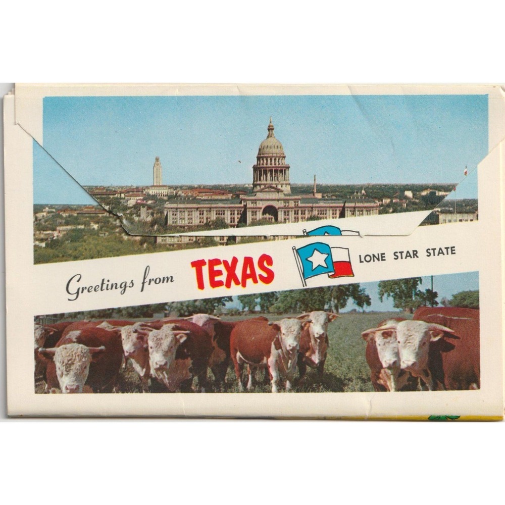 Austin Texas TX State Capitol Souvenir Postcard Mailing Folder Lone Star 1972 - Picture 2 of 2